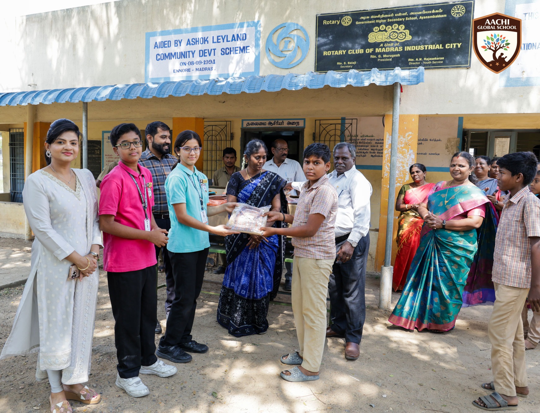 Aachi Global School volunteers supporting rural school infrastructure